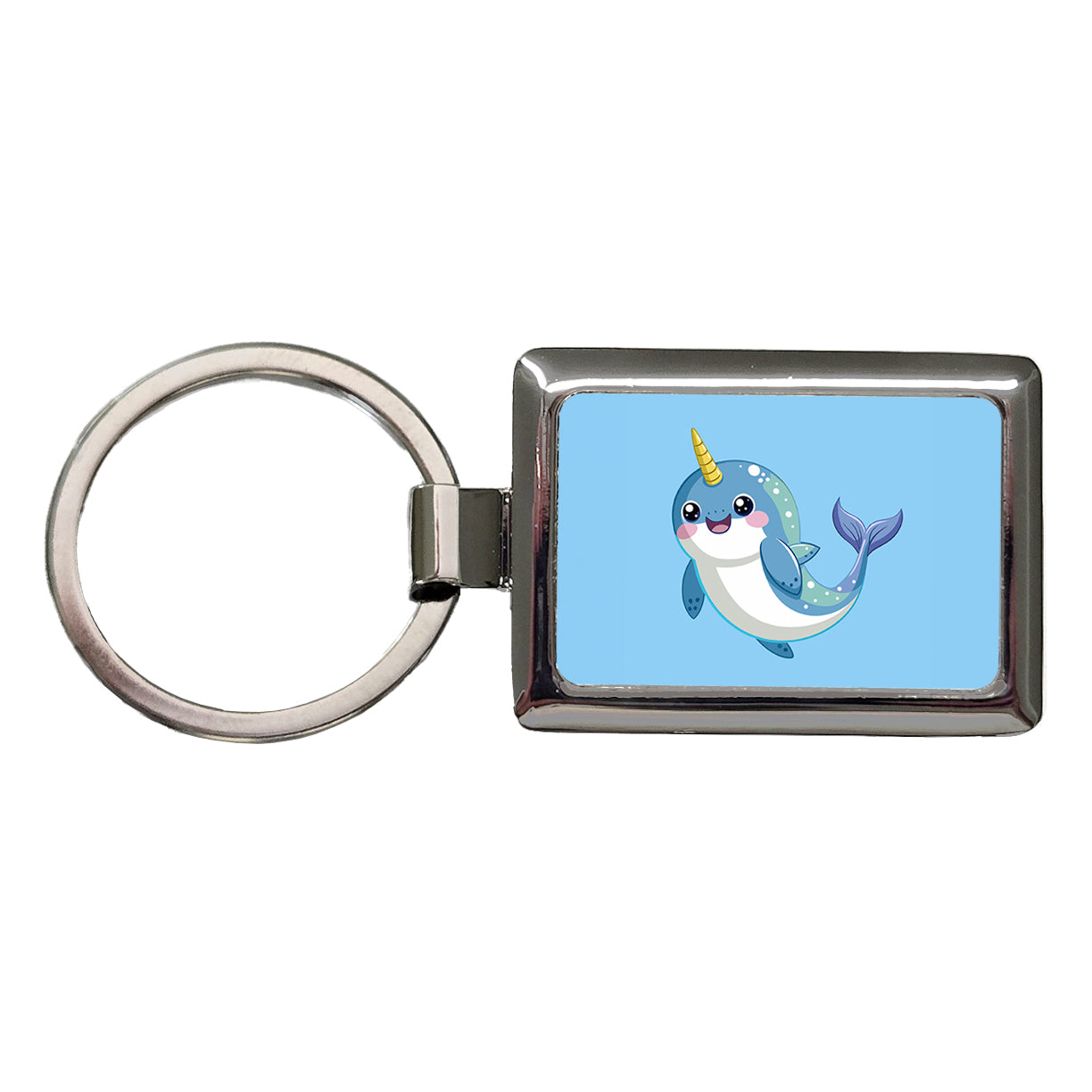 Narwhal Cute Chibi Rectangle Metal Keychain