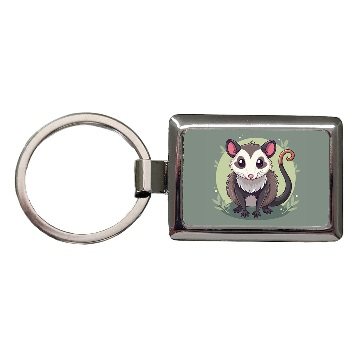 Opossum Cute Animal Rectangle Metal Keychain