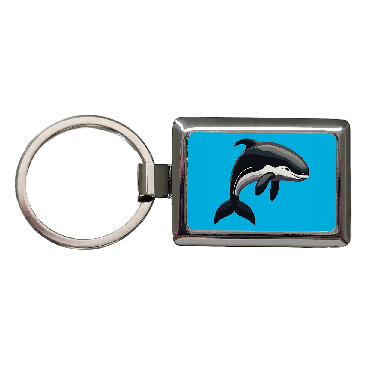 Orca Killer Whale Rectangle Metal Keychain