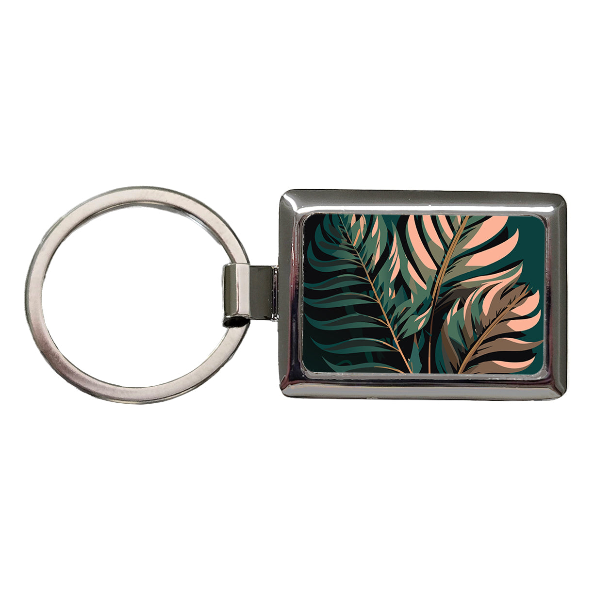 Palm Trees Leaves Fronds Tropical Foliage Rectangle Metal Keychain