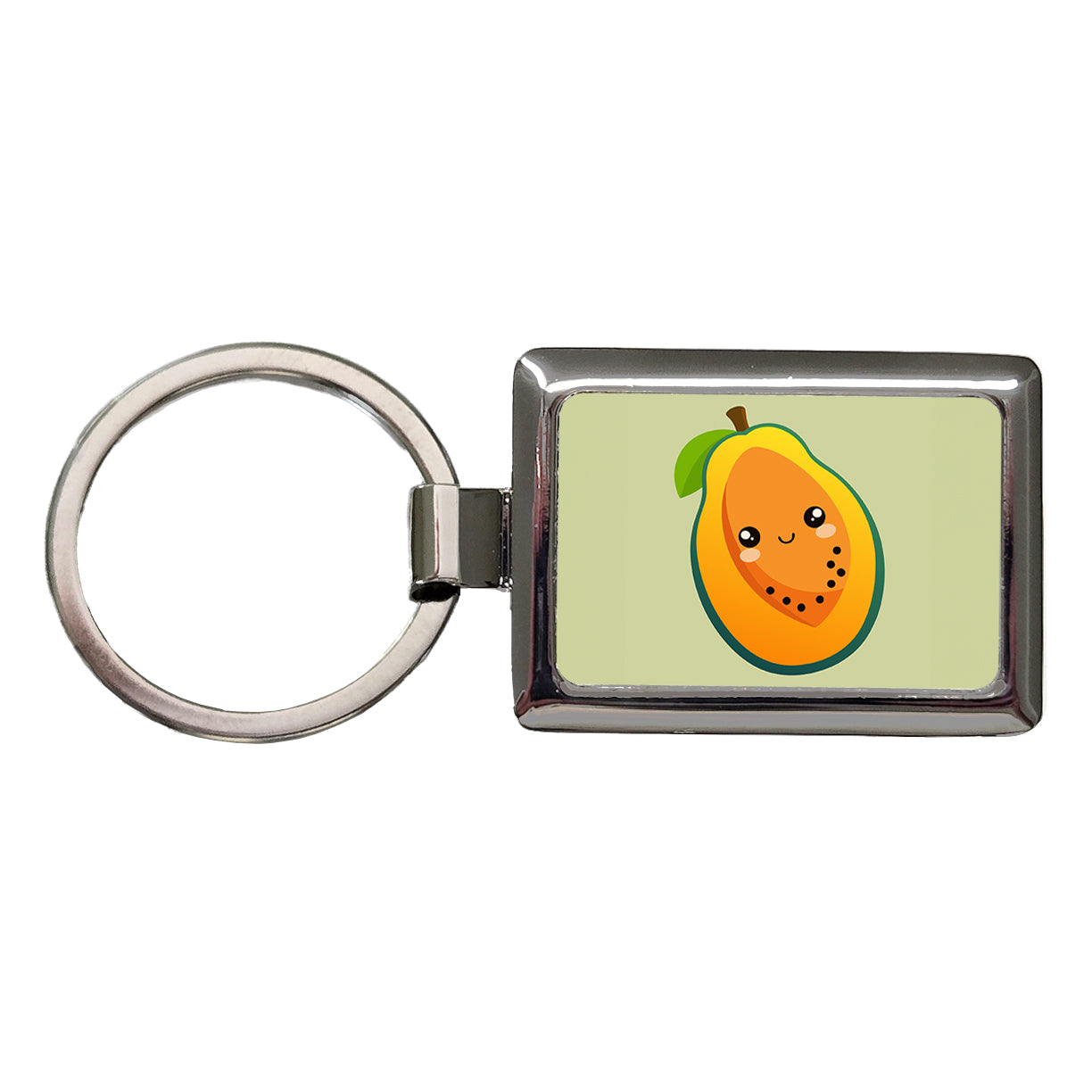 Papaya Cute Happy Fruit Rectangle Metal Keychain