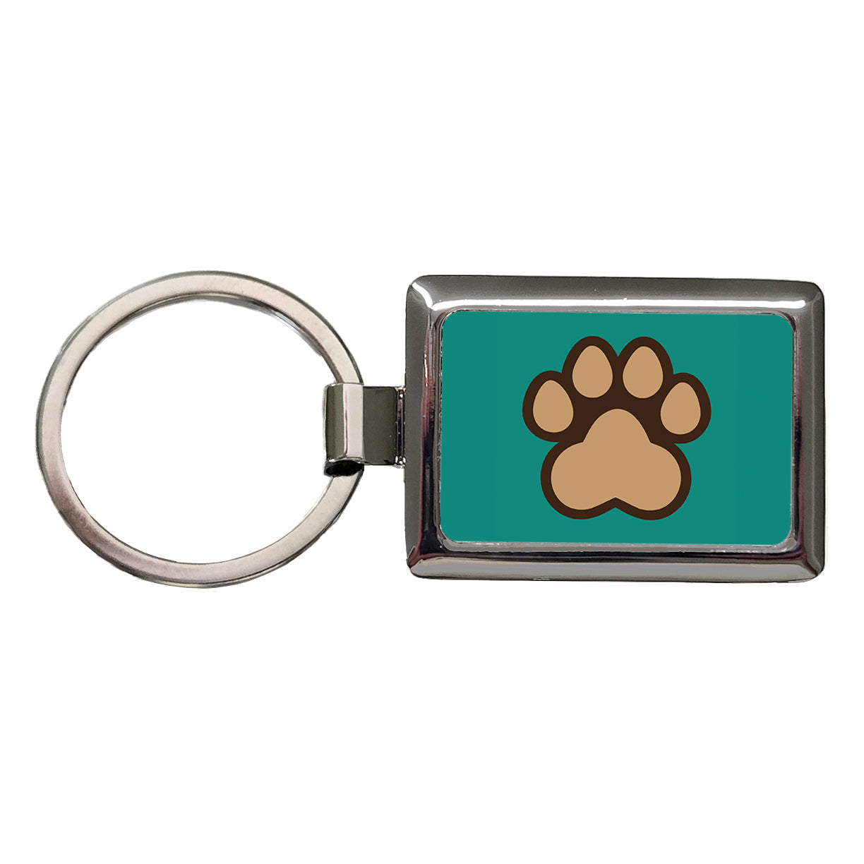 Paw Print Dogs Cats Rectangle Metal Keychain