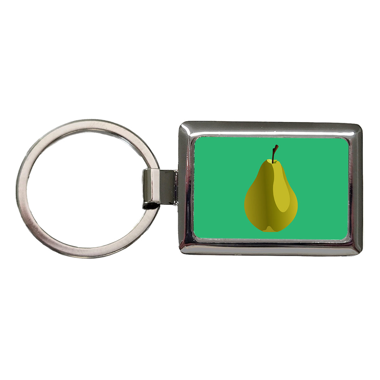 Pear Fruit Rectangle Metal Keychain
