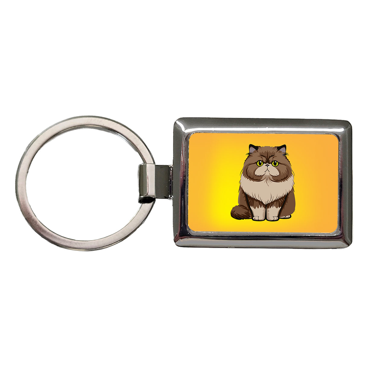 Persian Cat Sitting Rectangle Metal Keychain