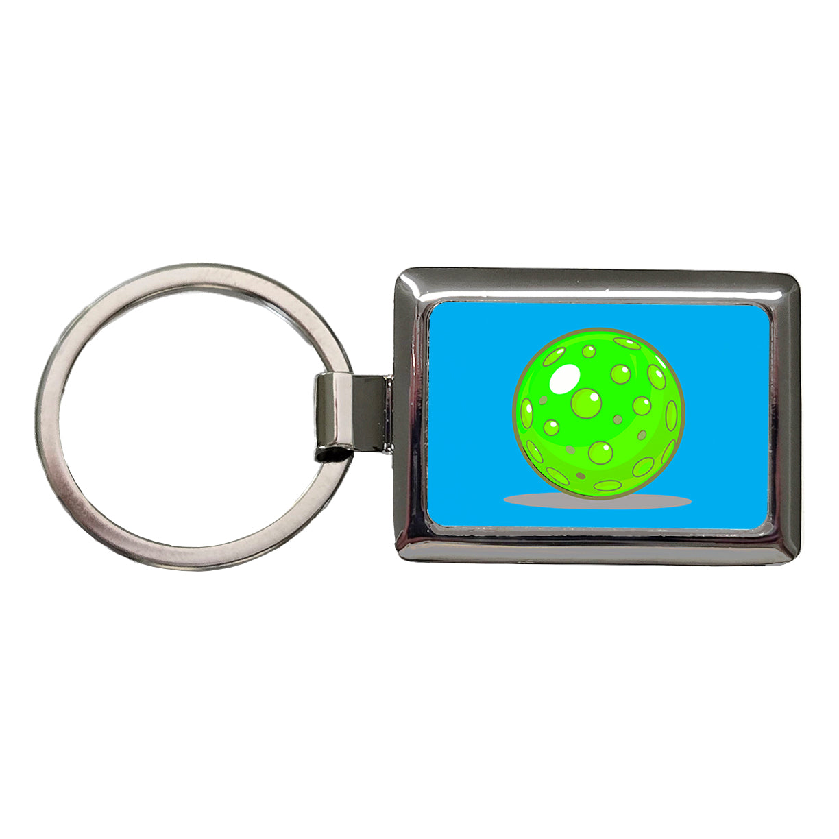Pickleball Ball Green Rectangle Metal Keychain
