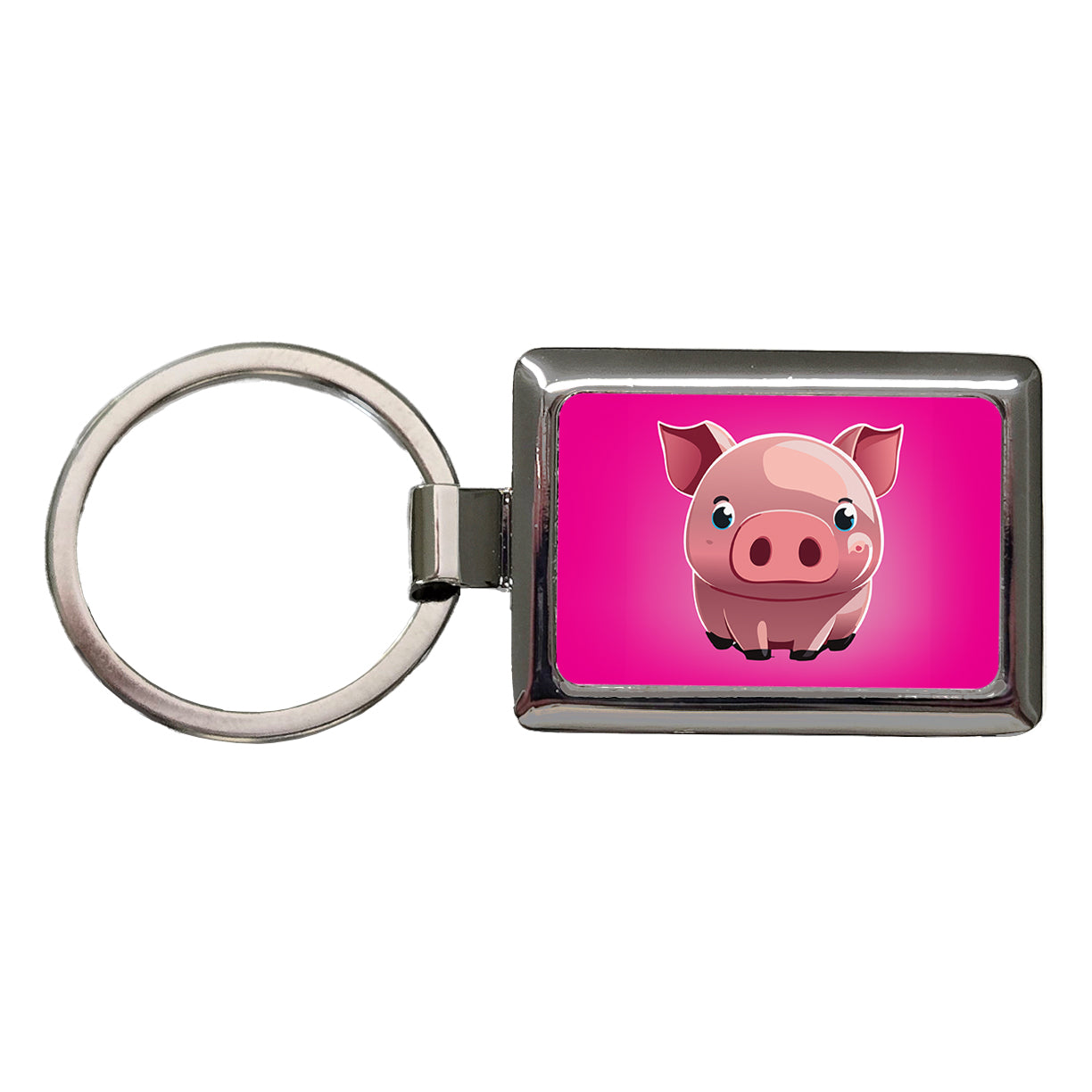 Pig Cute Rectangle Metal Keychain