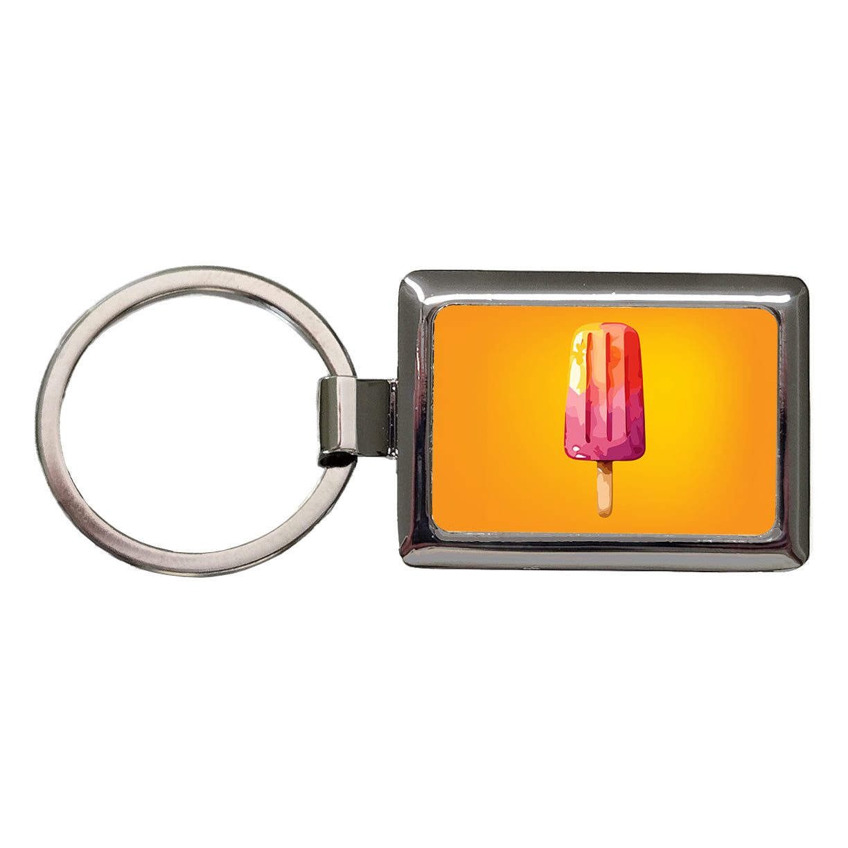 Popsicle Colorful Summer Dessert Rectangle Metal Keychain