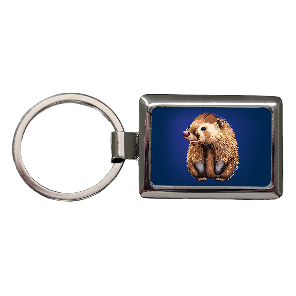 Porcupine Cute Rectangle Metal Keychain