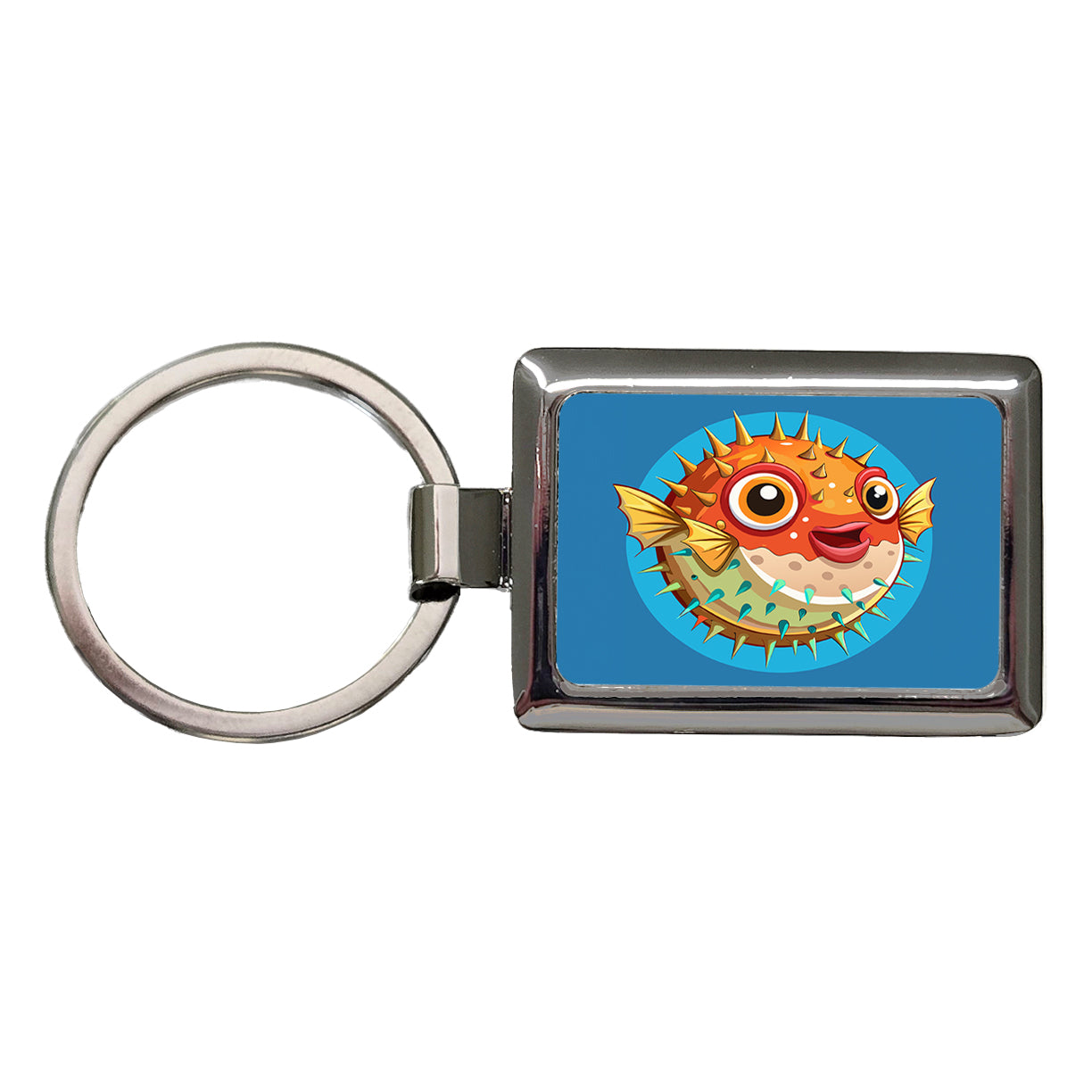 Pufferfish Cute Rectangle Metal Keychain