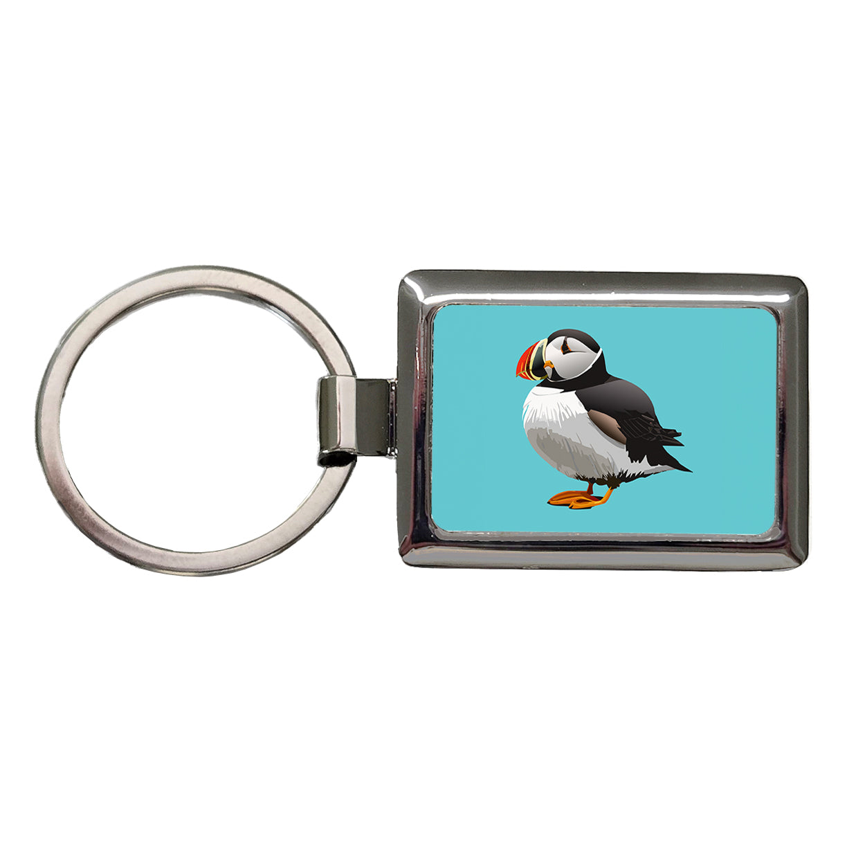 Puffin Seabird Bird Rectangle Metal Keychain