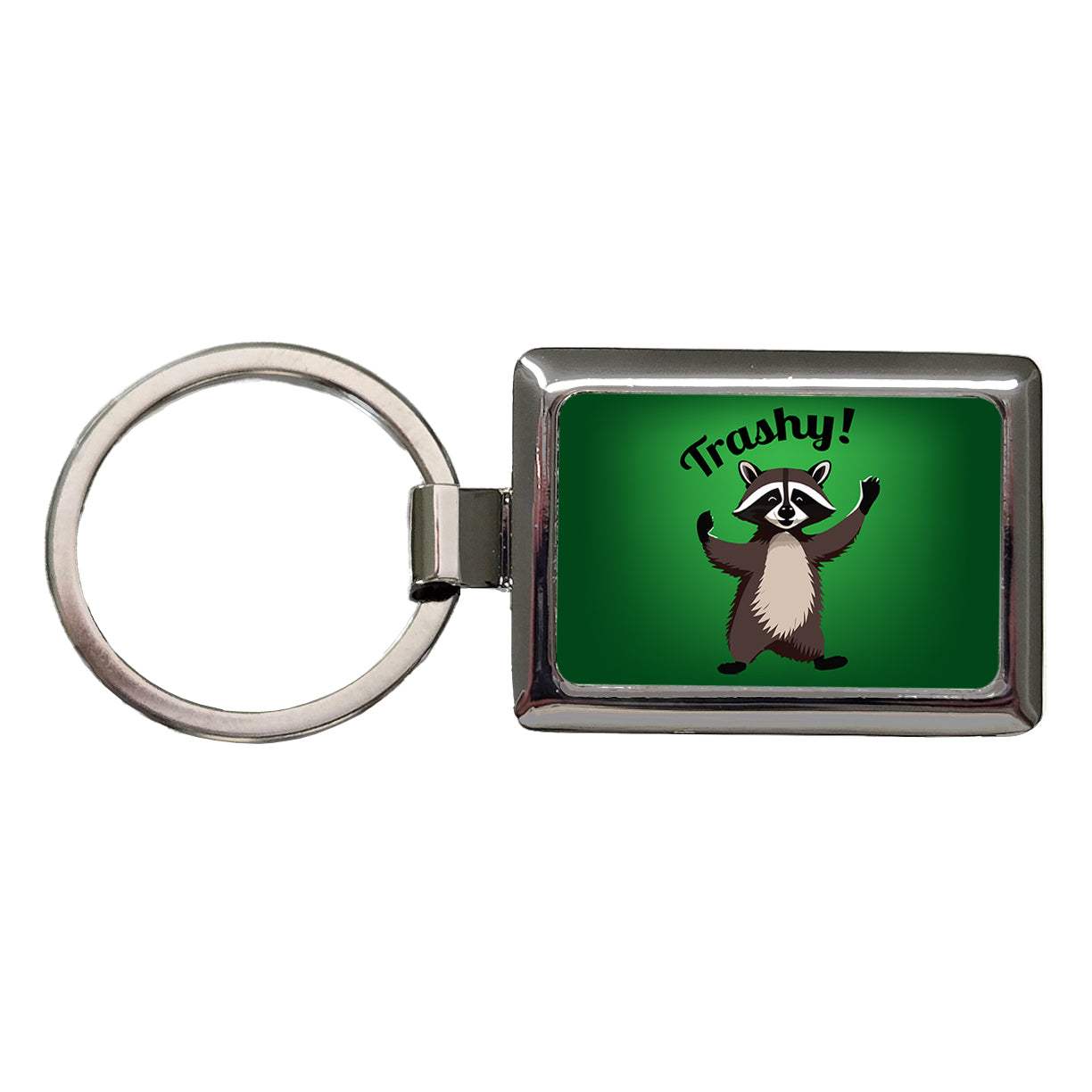 Raccoon Trashy Funny Rectangle Metal Keychain