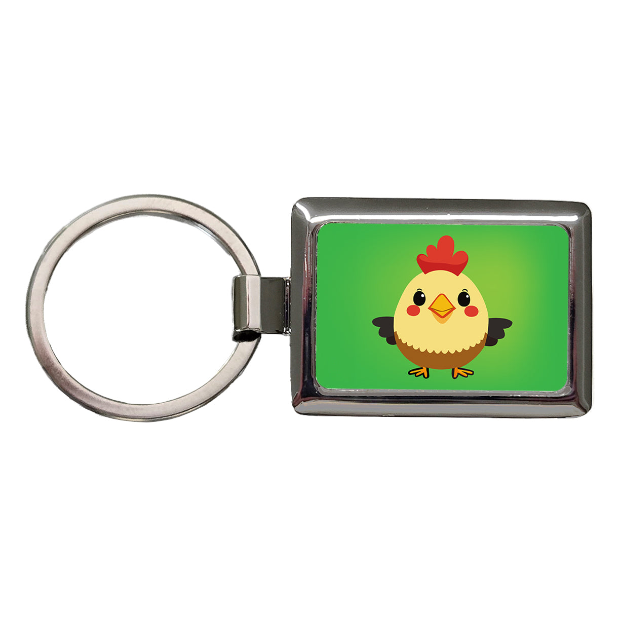 Rooster Chicken Sweet Baby Rectangle Metal Keychain