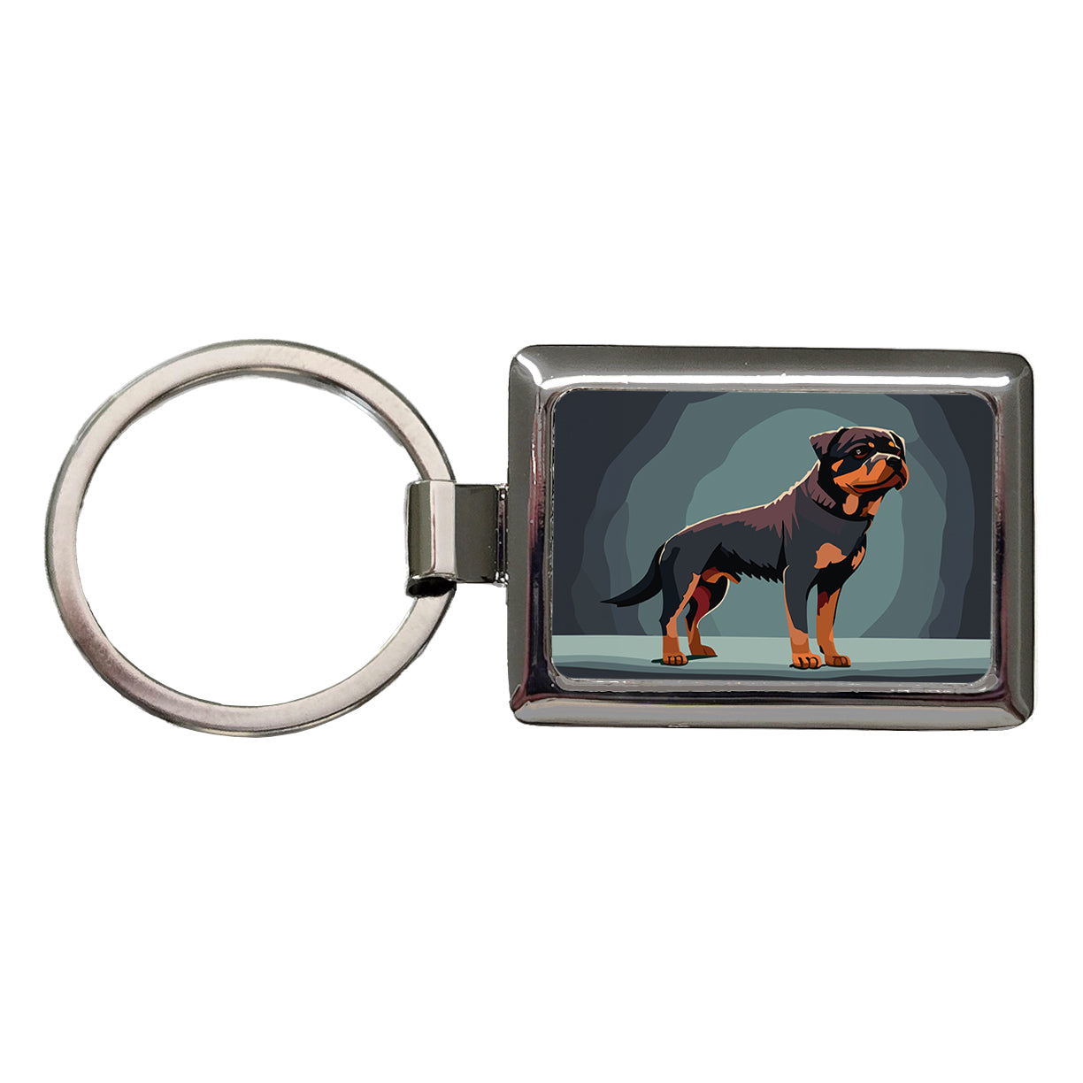 Rottweiler Dog Standing Rectangle Metal Keychain