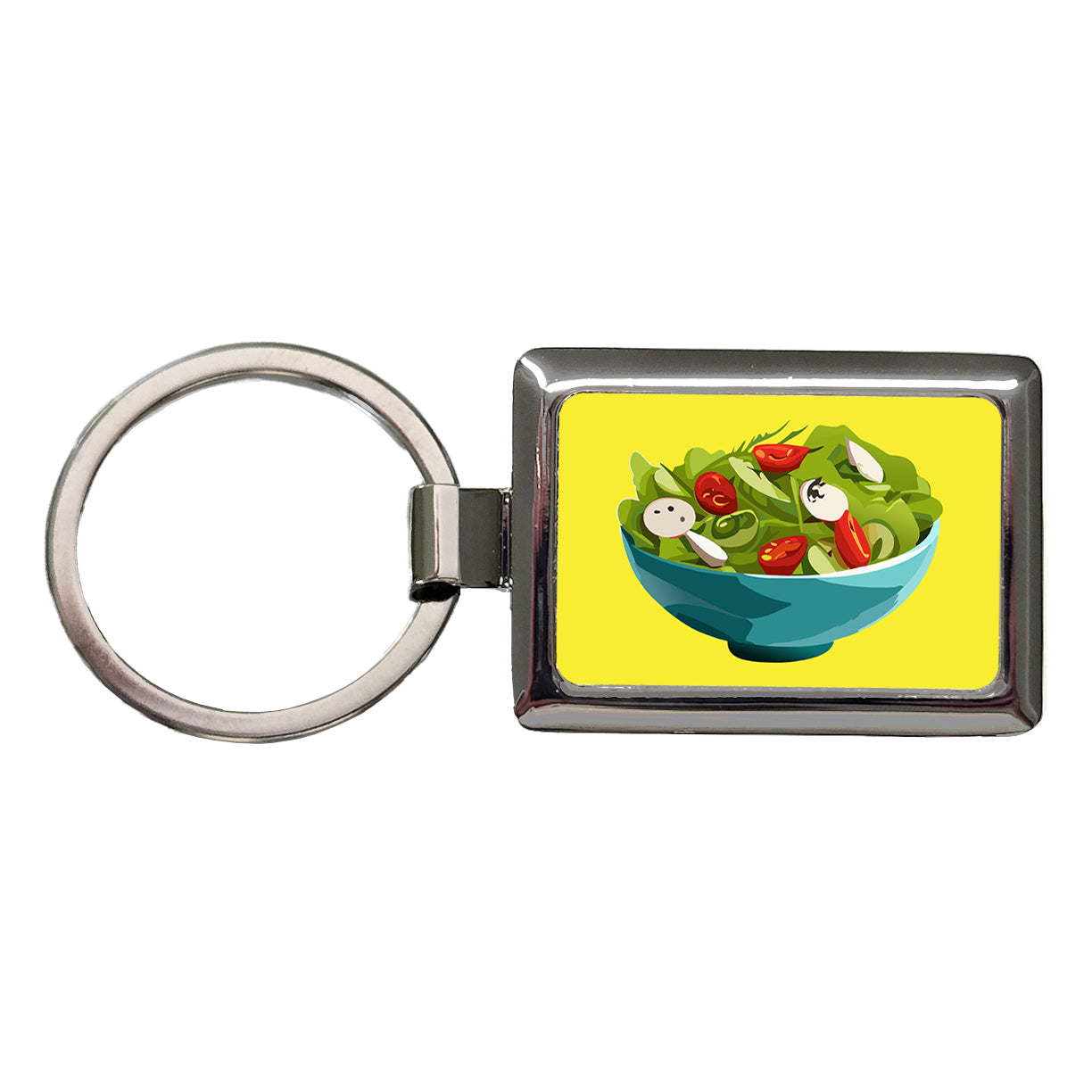 Salad Bowl Vegetables Vegan Vegetarian Rectangle Metal Keychain