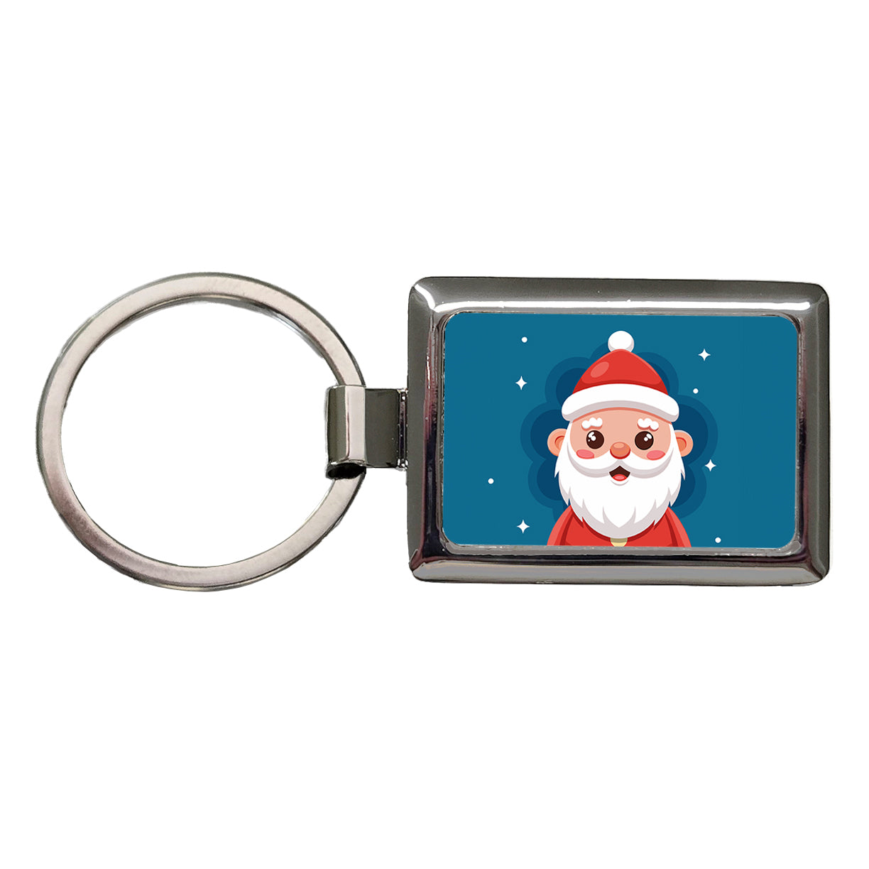 Santa Cute Xmas Christmas Rectangle Metal Keychain