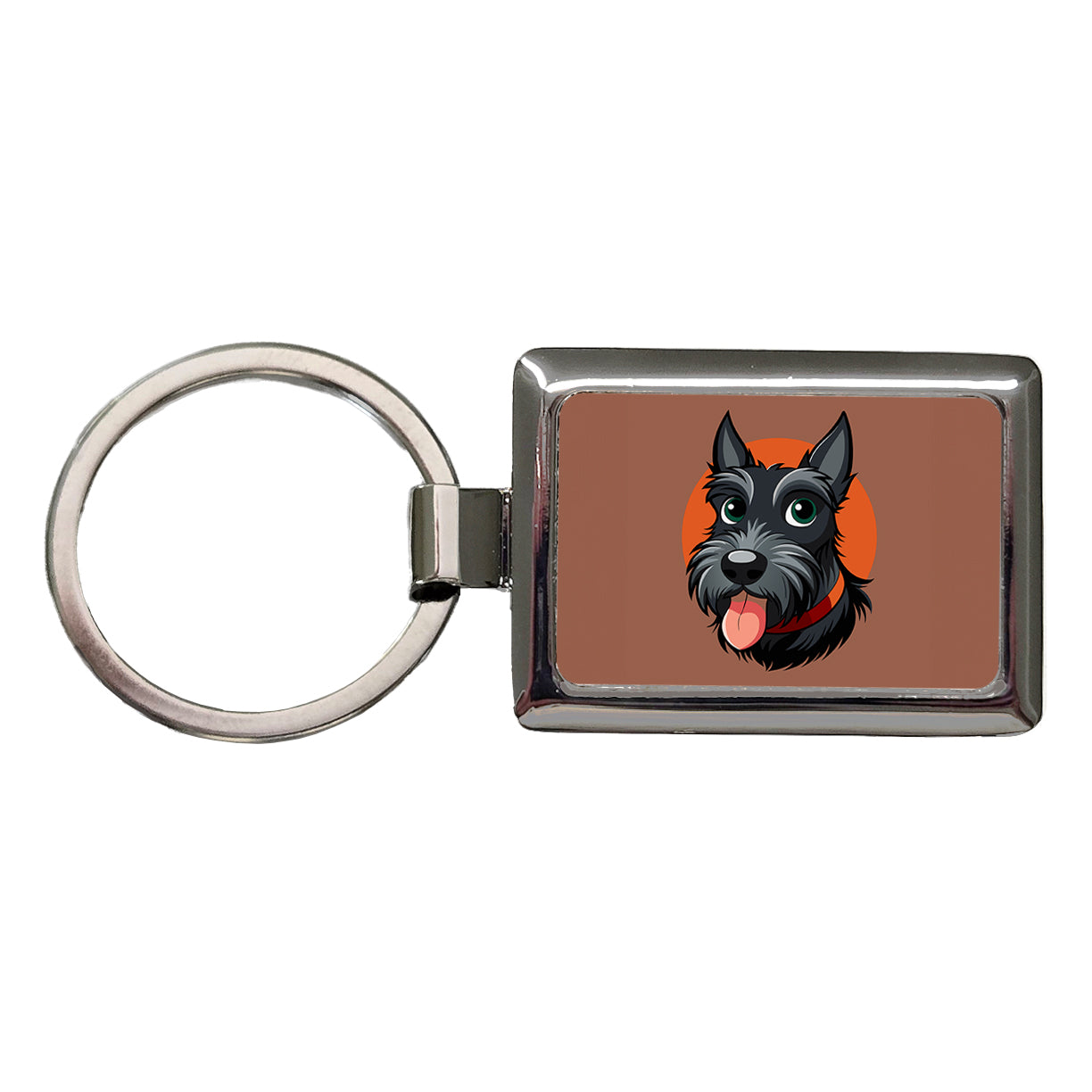 Scottish Terrier Scottie Sticking Out Tongue Rectangle Metal Keychain