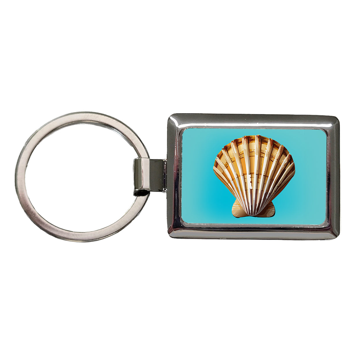 Seashell Sea Shell Ocean Beach Rectangle Metal Keychain