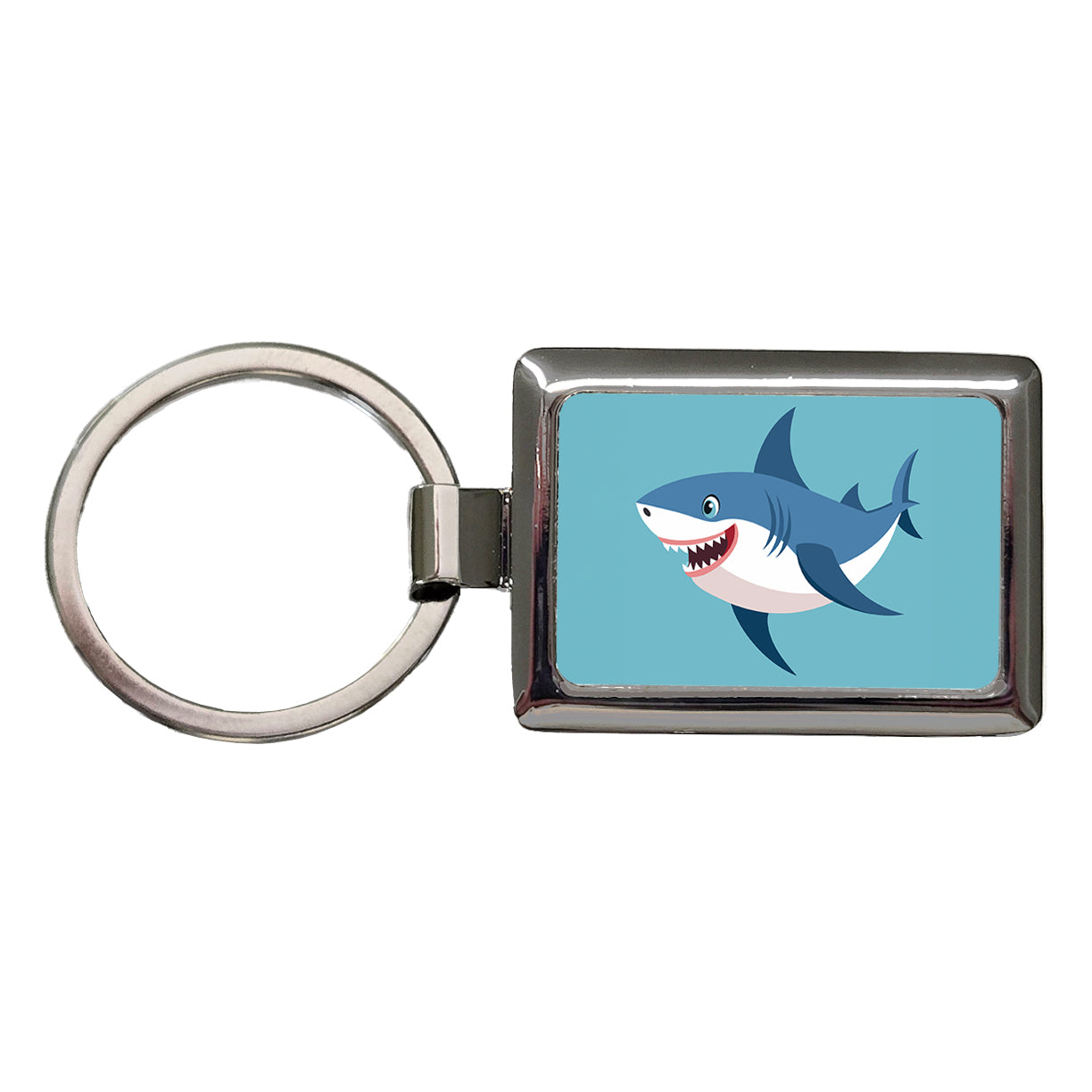 Shark Smiling Rectangle Metal Keychain