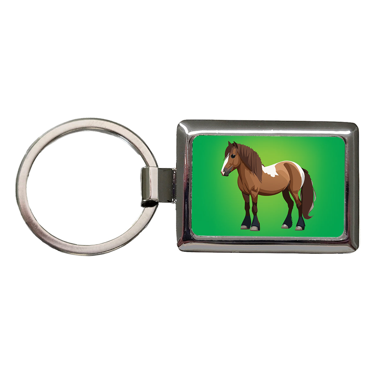 Shetland Pony Horse Standing Rectangle Metal Keychain