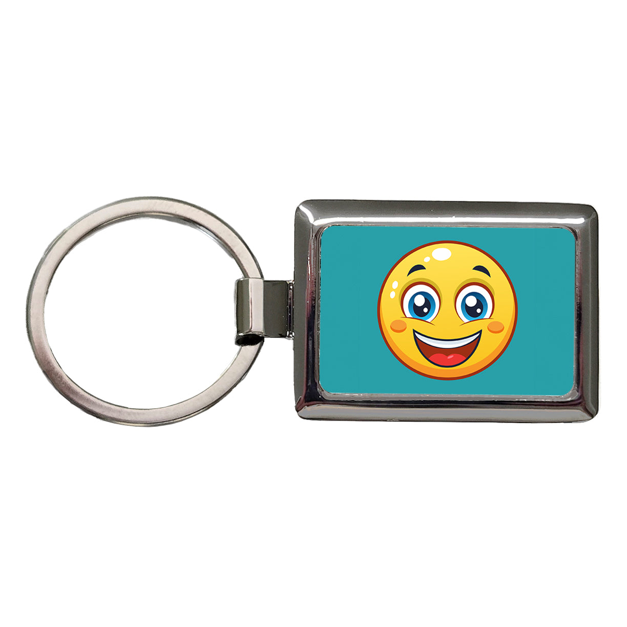 Smiling Face Happy Rectangle Metal Keychain