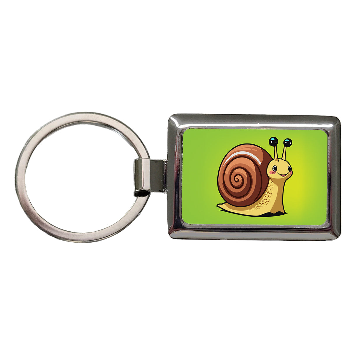 Snail Smiling Rectangle Metal Keychain