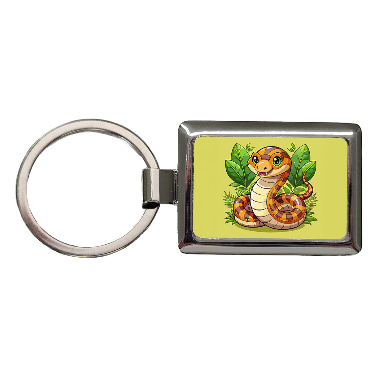 Snake Cute Rectangle Metal Keychain