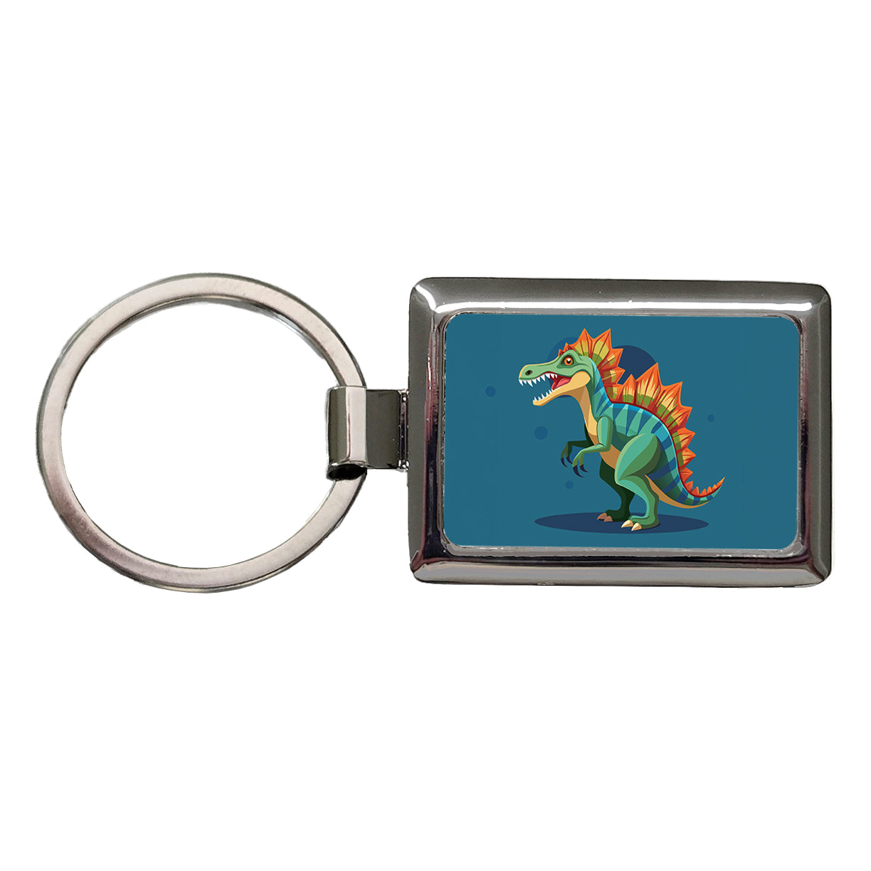 Spinosaurus Dinosaur Rectangle Metal Keychain