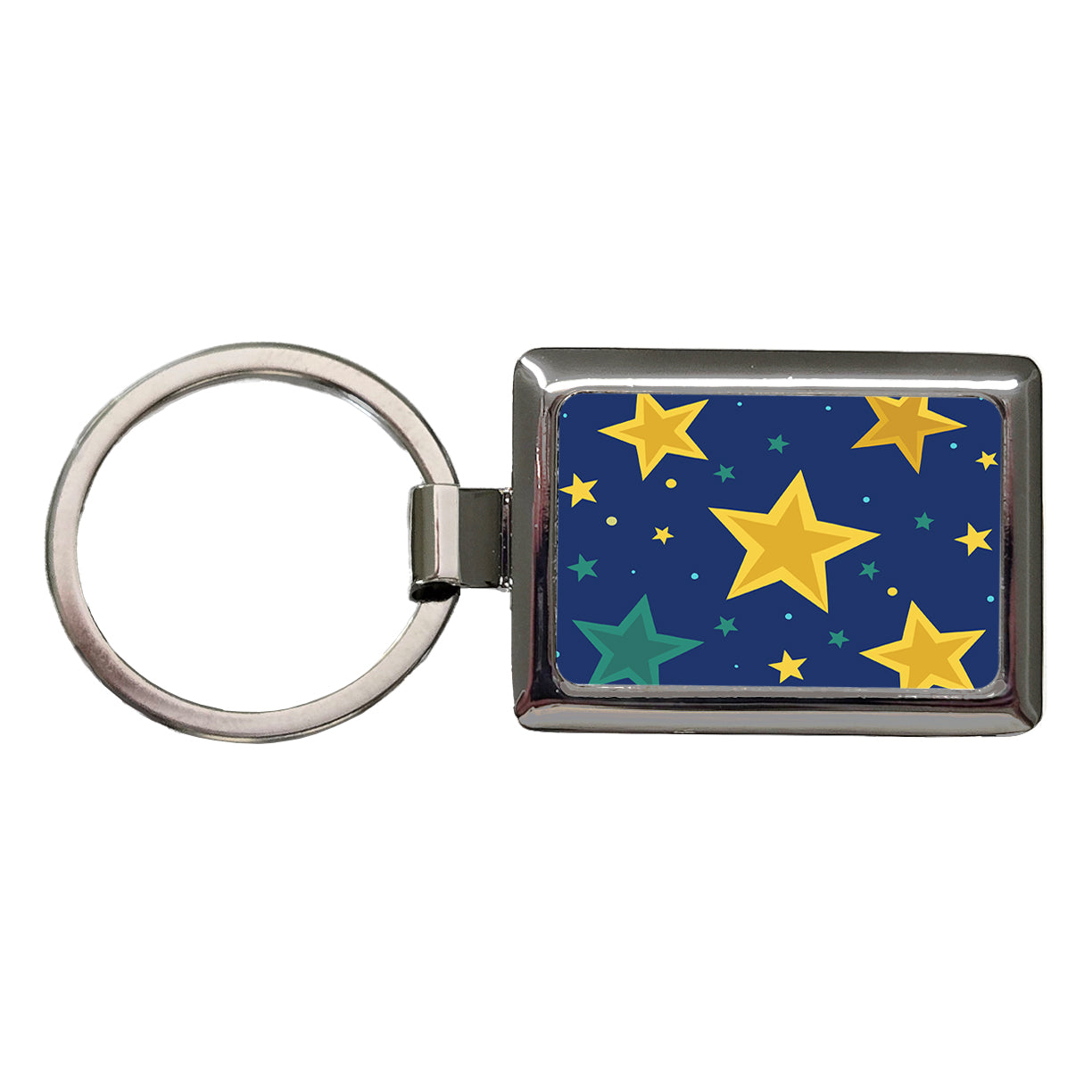 Stars Scattered Background Rectangle Metal Keychain