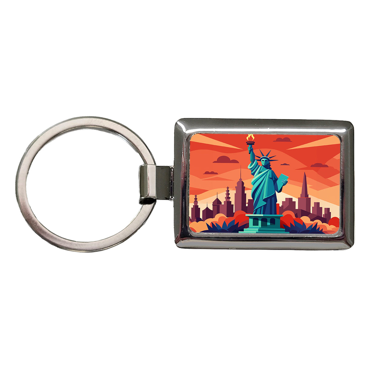 Statue of Liberty Rectangle Metal Keychain