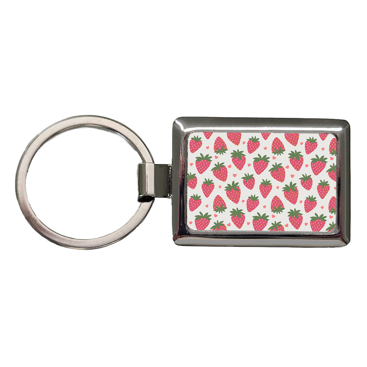 Strawberries Strawberry Hearts Pattern Rectangle Metal Keychain