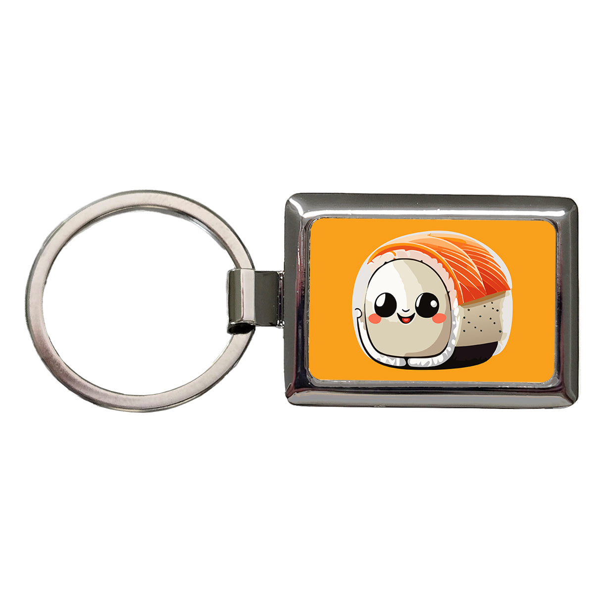 Sushi Roll Cute Chibi Kawaii Funny Food Rectangle Metal Keychain