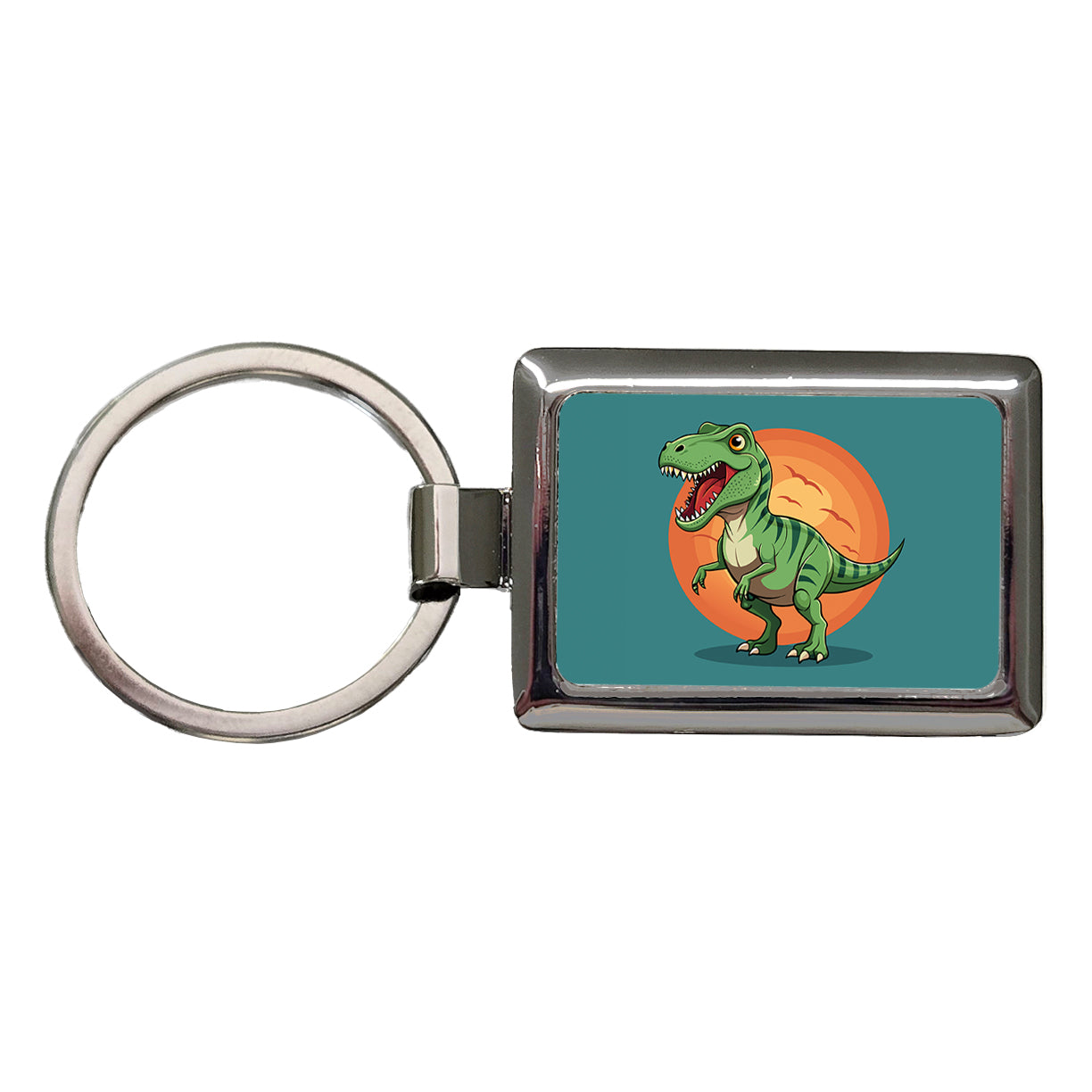 Tyrannosaurus T-Rex Dinosaur Rectangle Metal Keychain