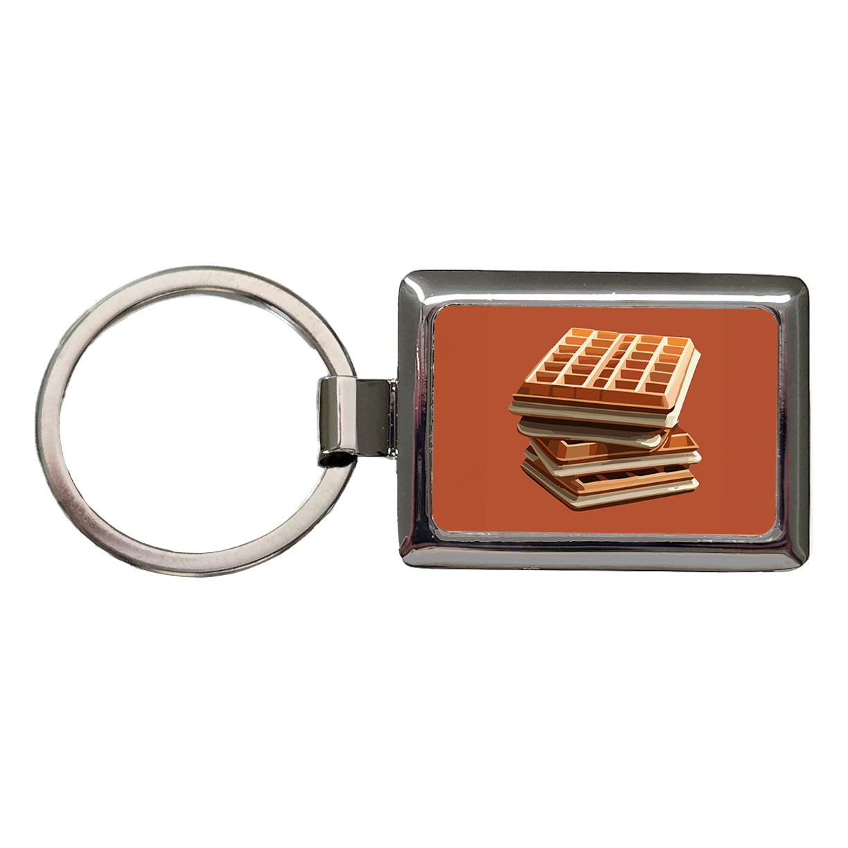 Waffles Stack Breakfast Food Rectangle Metal Keychain
