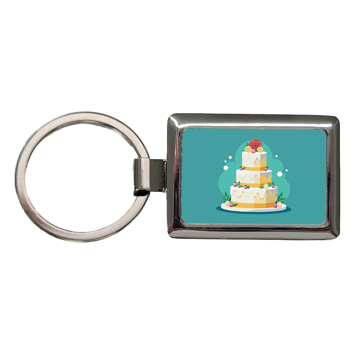 Wedding Cake Marriage Love Anniversary Rectangle Metal Keychain
