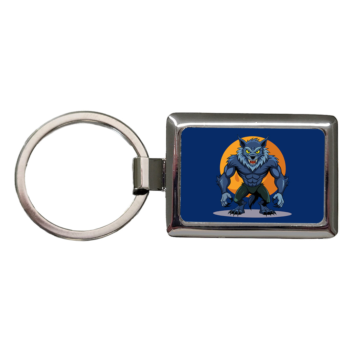Werewolf Scary Rectangle Metal Keychain