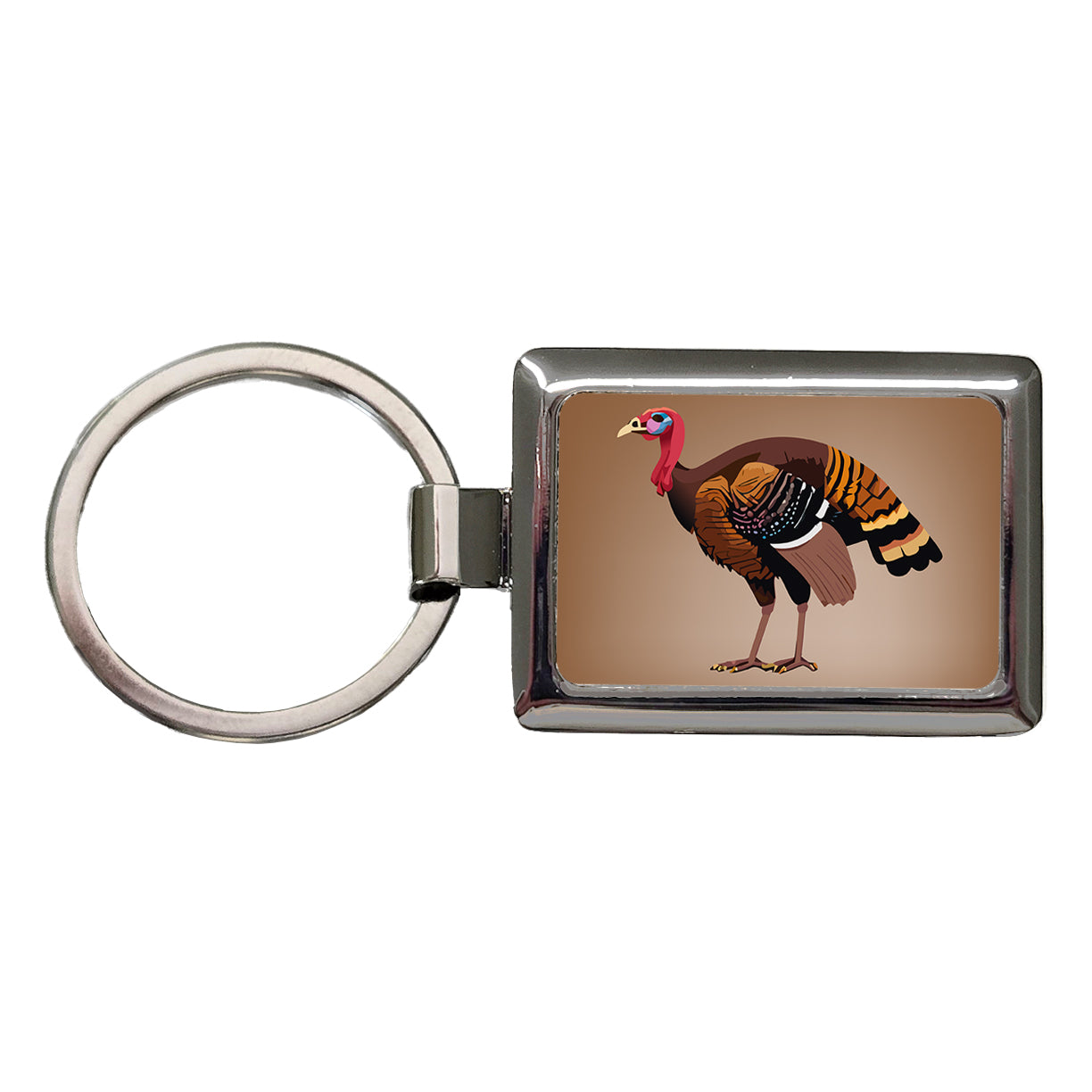 Wild Turkey Profile Rectangle Metal Keychain