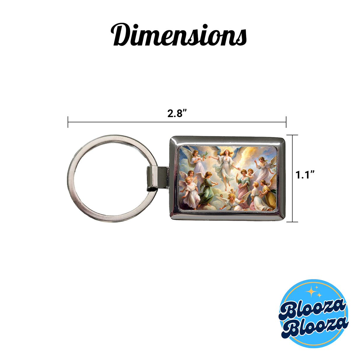Angels Painting Watercolor Rectangle Metal Keychain