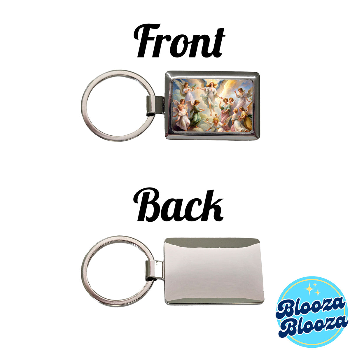 Angels Painting Watercolor Rectangle Metal Keychain