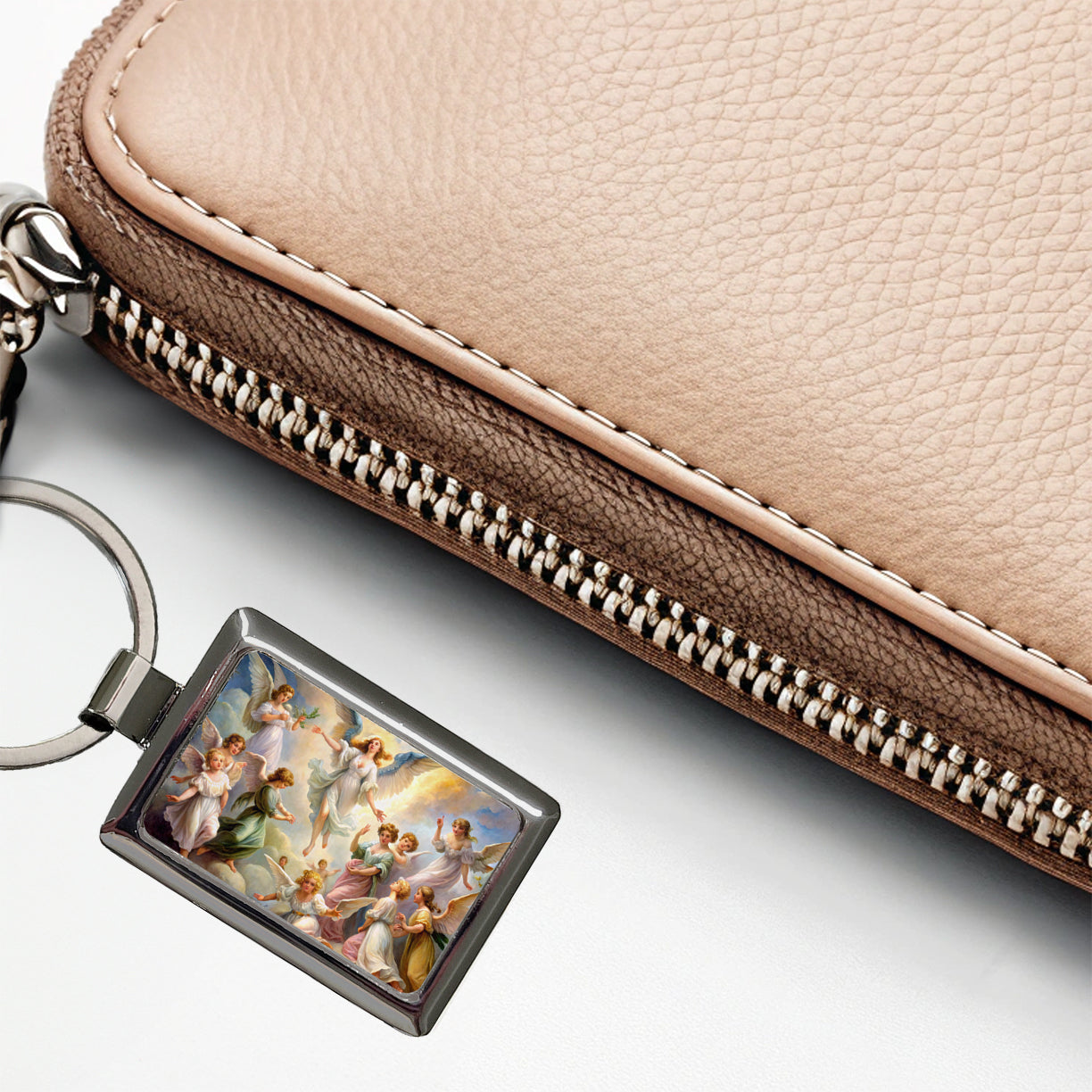Angels Painting Watercolor Rectangle Metal Keychain