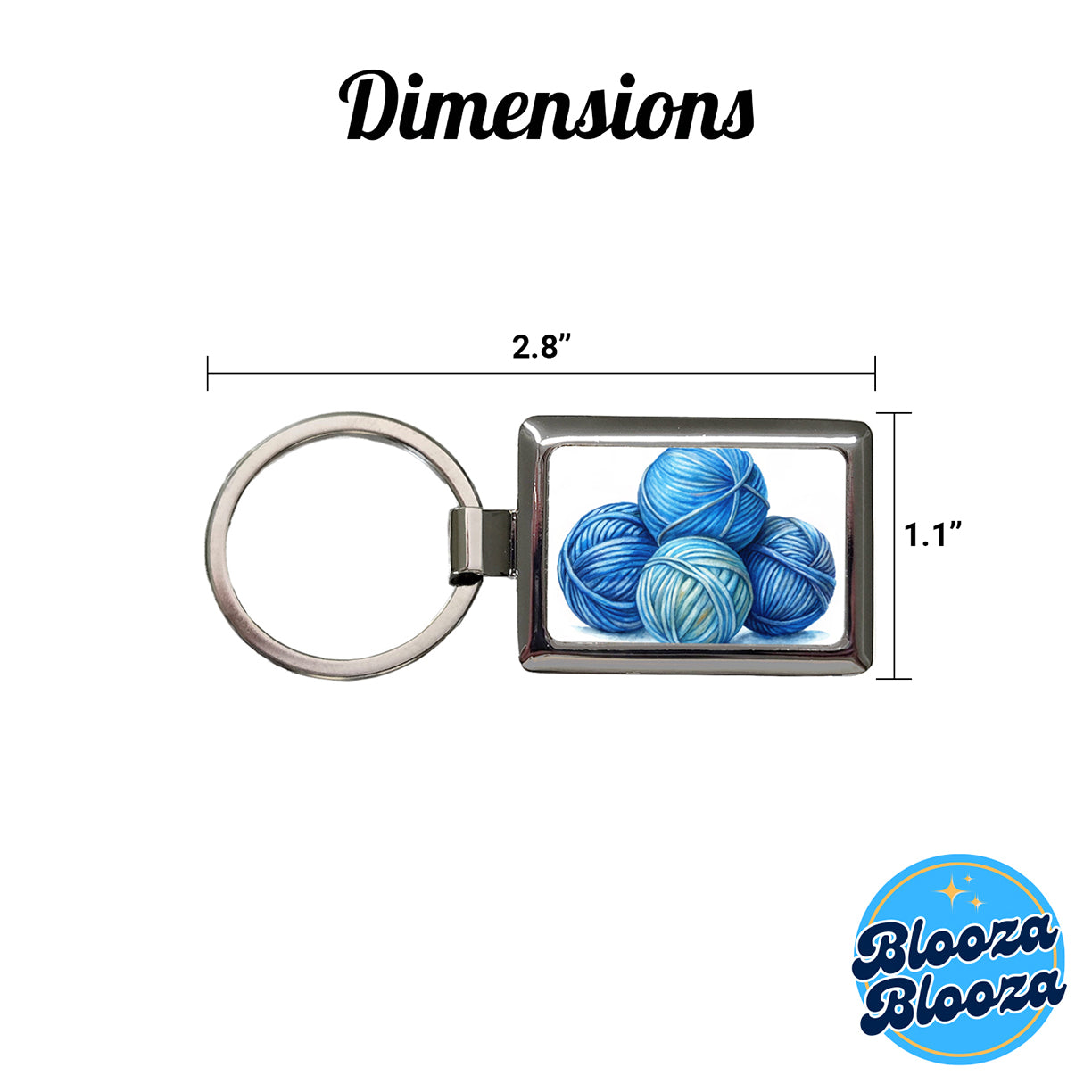 Balls Of Blue Yarn Knitting Crochet Watercolor Rectangle Metal Keychain