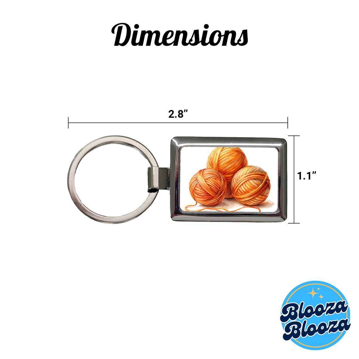 Balls Of Orange Yarn Knitting Crochet Watercolor Rectangle Metal Keychain