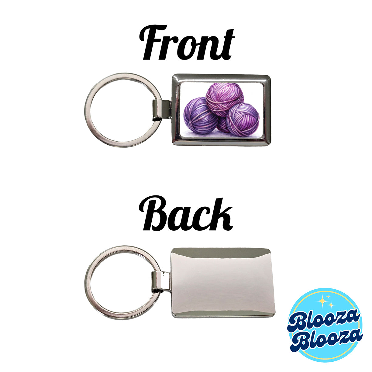 Balls Of Purple Yarn Knitting Crochet Watercolor Rectangle Metal Keychain