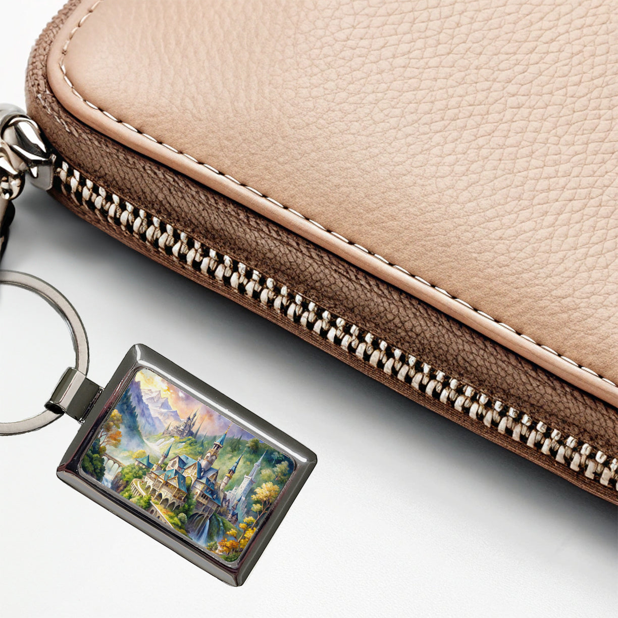 Beautiful Elvish Fantasy Watercolor Design Rectangle Metal Keychain