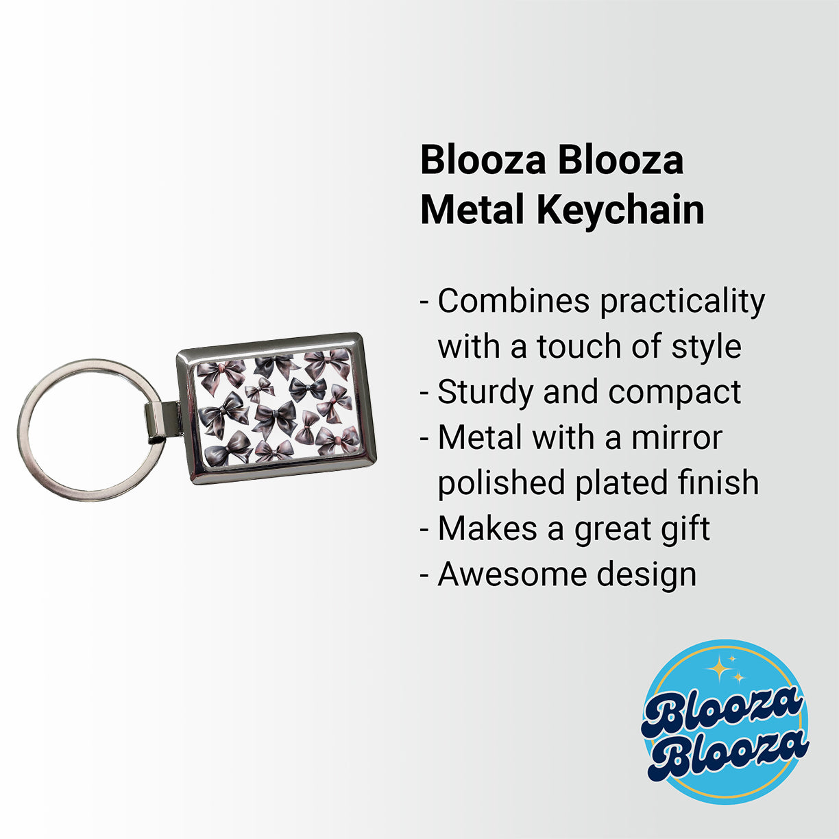 Black Scattered Coquette Bows Watercolor Rectangle Metal Keychain