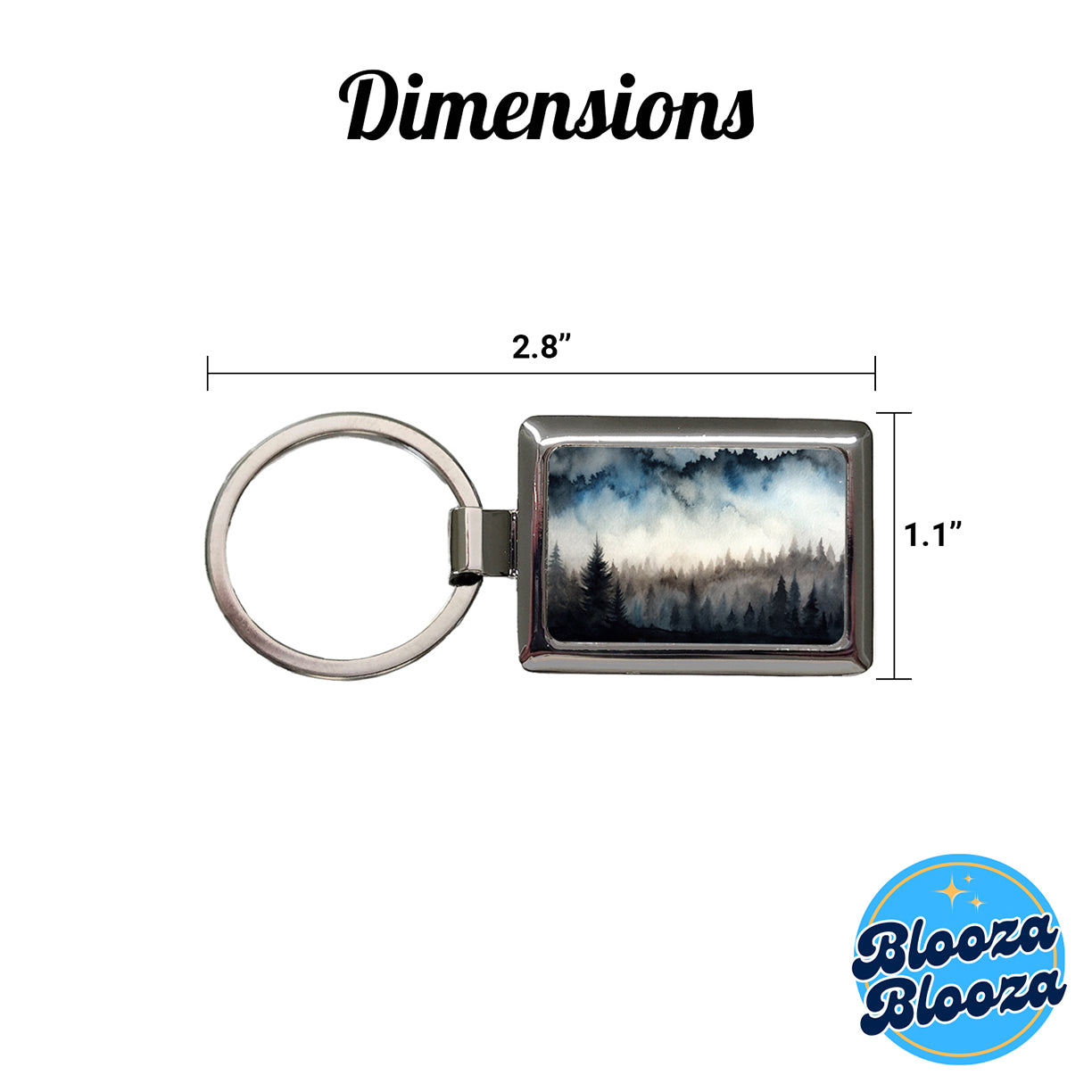 Black Shadow Forest Ombre Watercolor Rectangle Metal Keychain