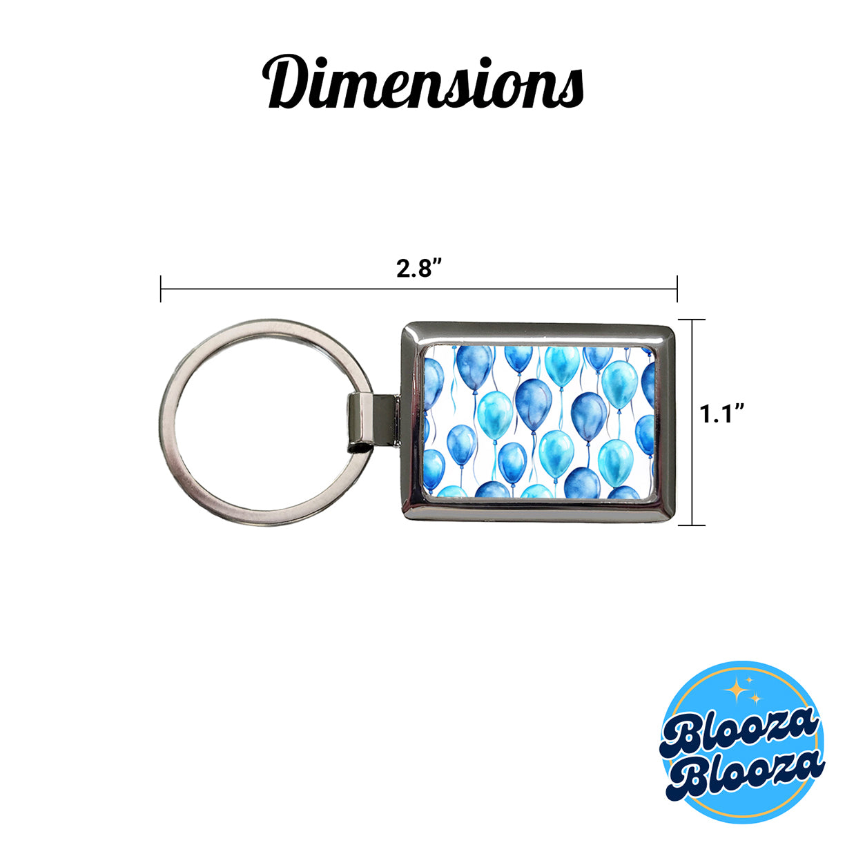 Blue Balloons Watercolor Birthday Rectangle Metal Keychain