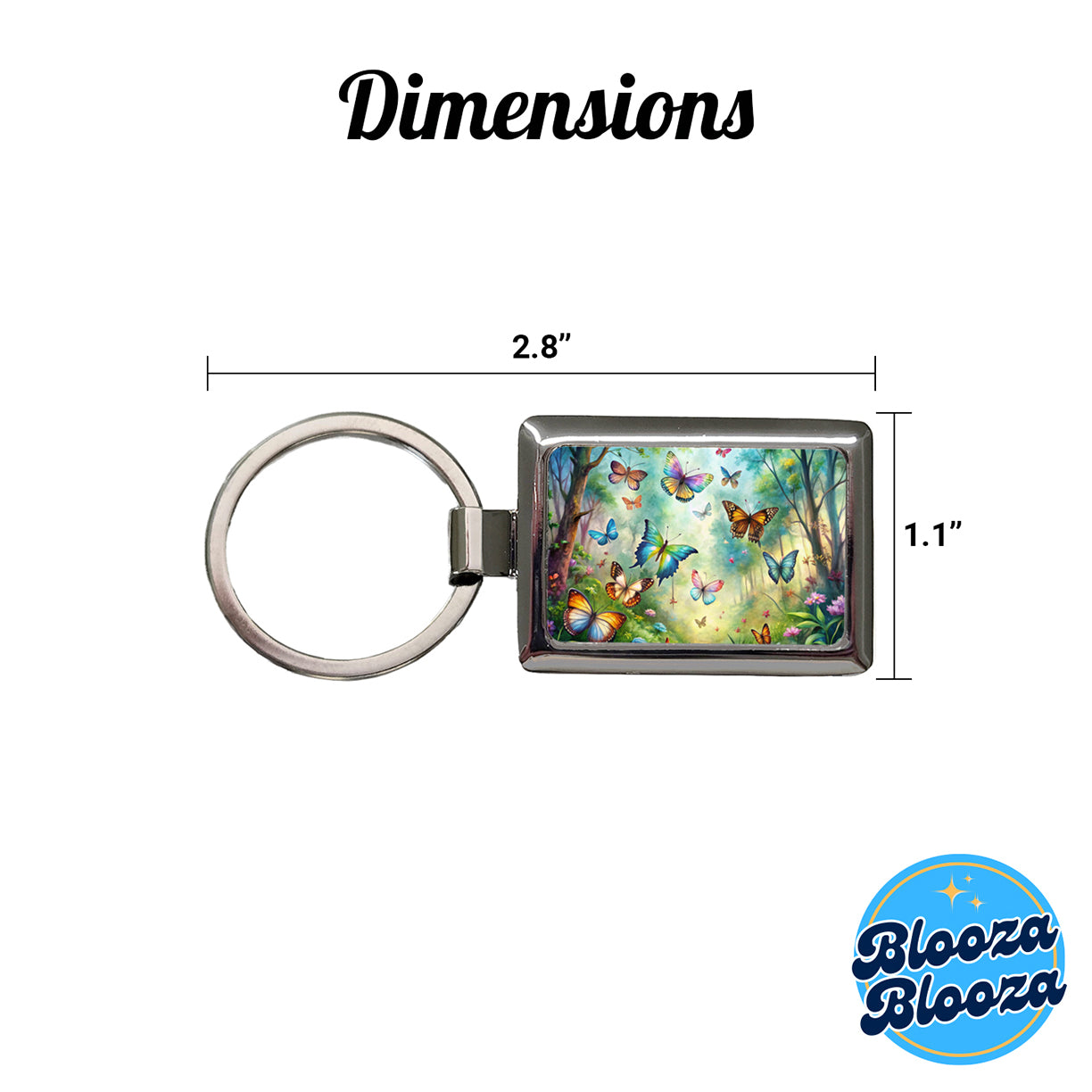 Butterflies In Forest Fantasy Watercolor Rectangle Metal Keychain