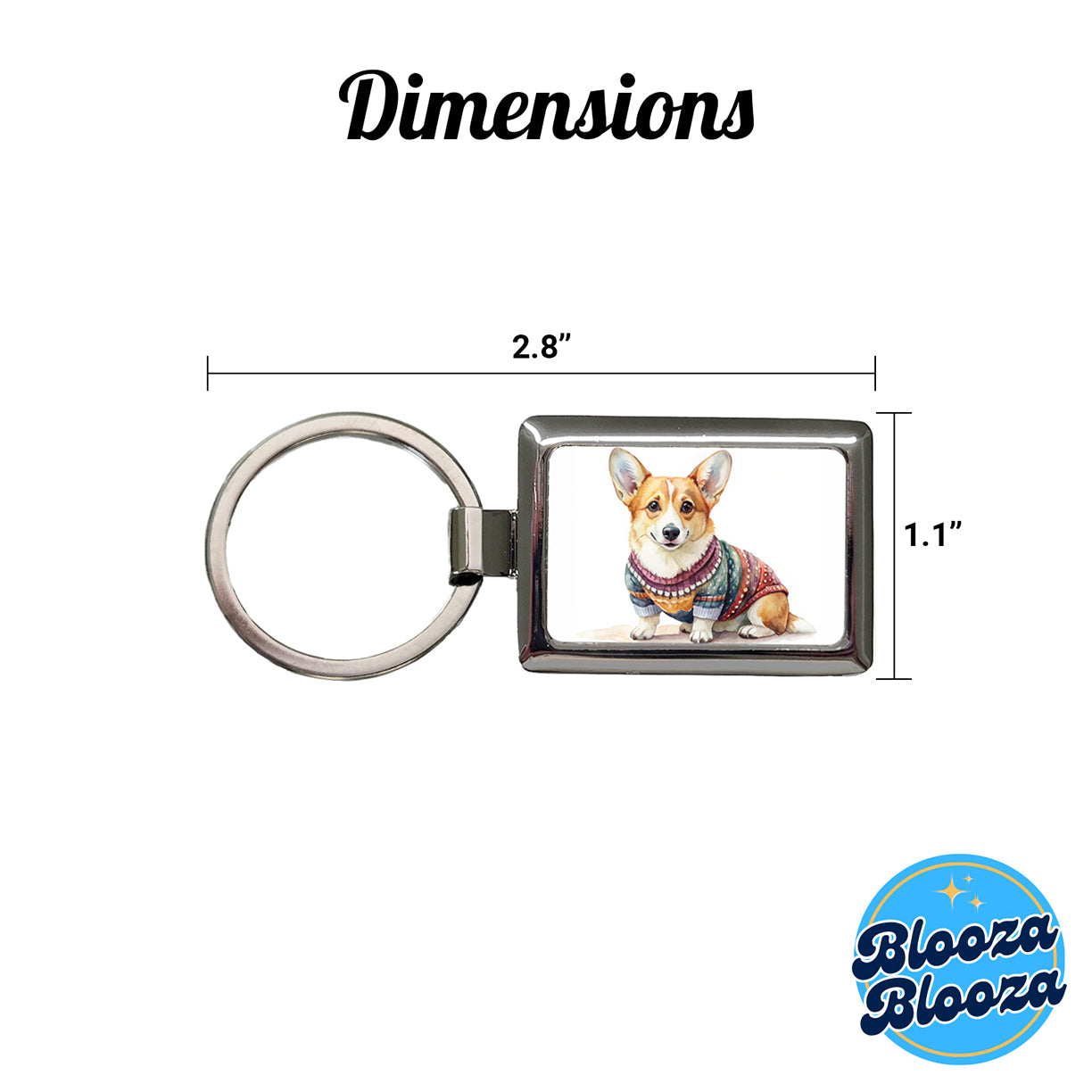 Corgi Dog Wearing A Sweater Watercolor Rectangle Metal Keychain