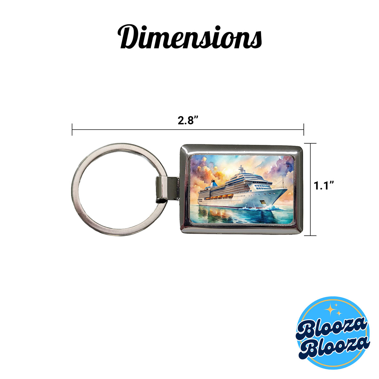 Cruise Ship At Sea Bon Voyage Watercolor Rectangle Metal Keychain