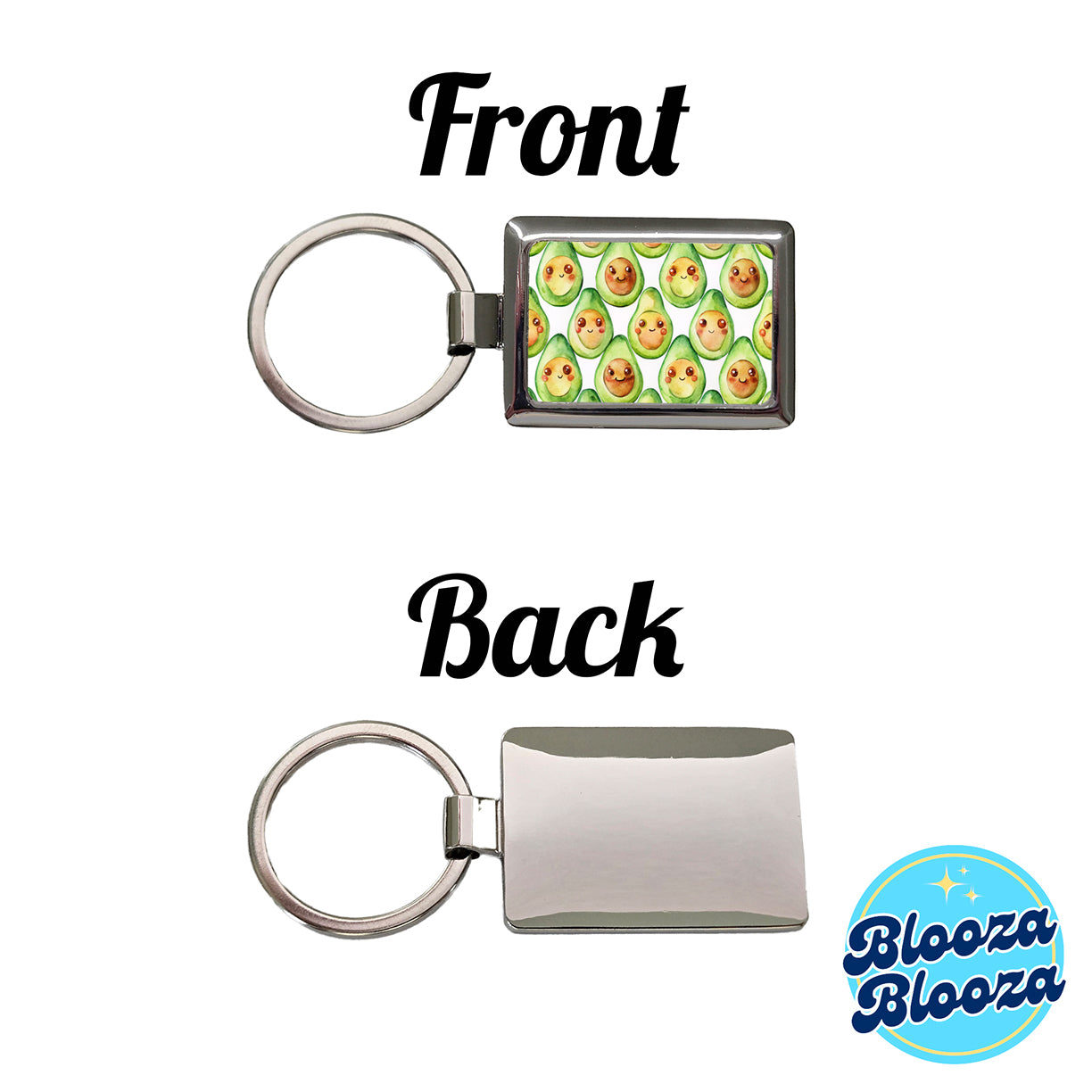 Cute Avocado Faces Watercolor Rectangle Metal Keychain